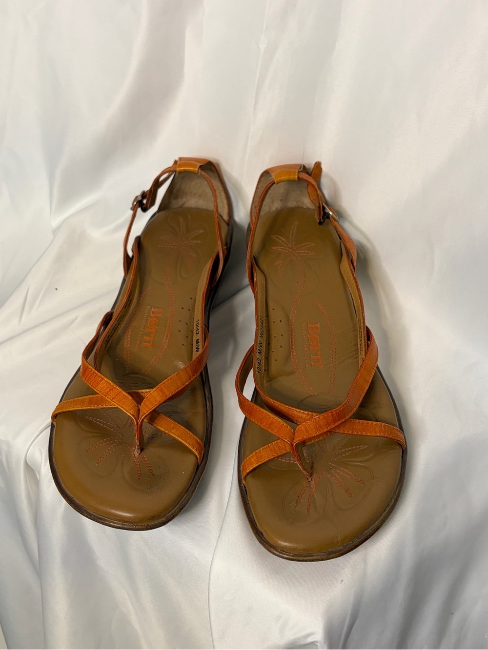 Born Orange Leather Strappy Slingback Sandals​